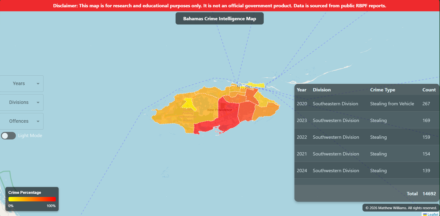 Bahamas Crime Intelligence Map Screenshot